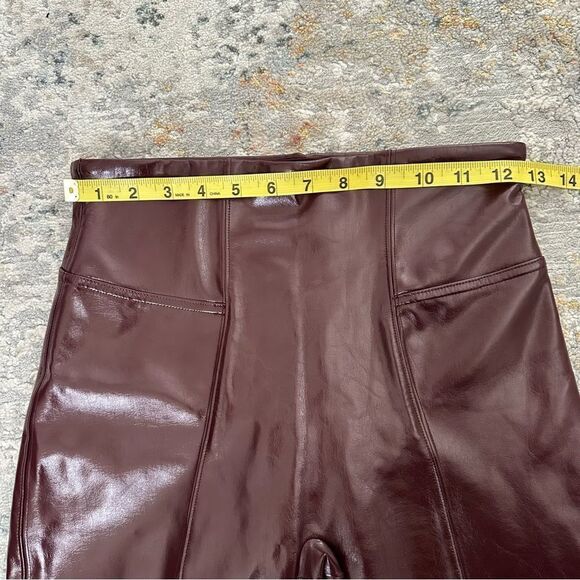 Spanx Faux Patent Leather Leggings Maroon - Picture 7 of 12